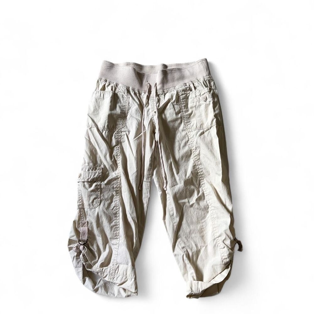 Vintage Bebe Georgio Y2K Cream Cotton Cargo Capri Pants Large